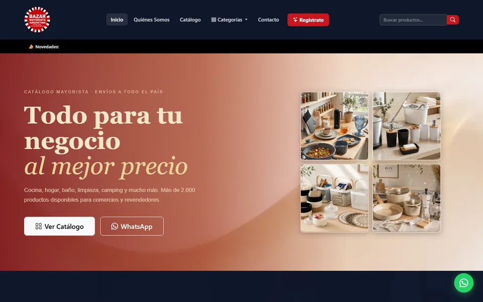 Captura del sitio de Bazar Mayorista Argentina