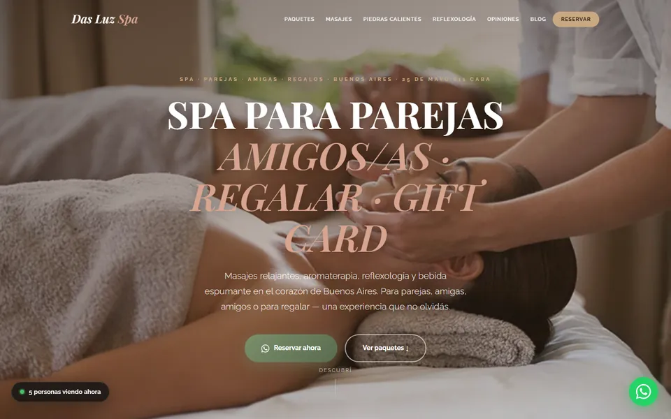 Captura del sitio de Das Luz Spa